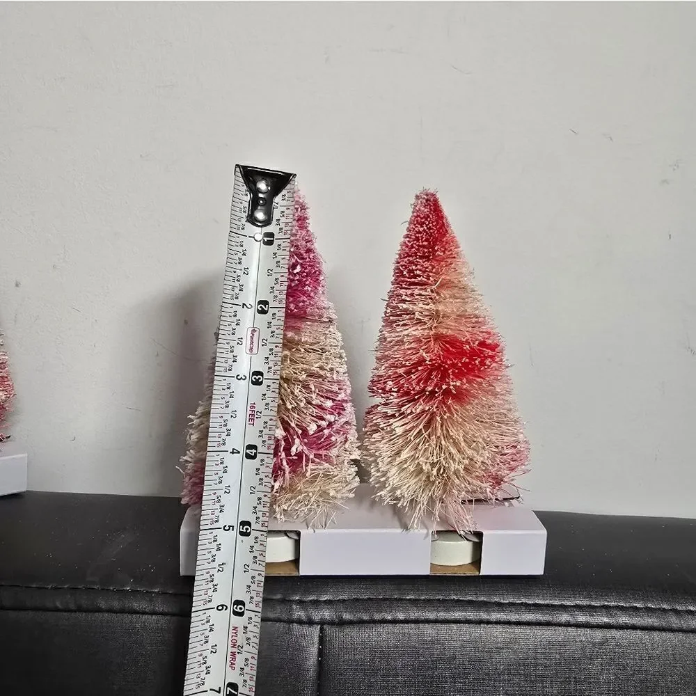 Red and Pink Miniature Christmas Trees Holiday Decor